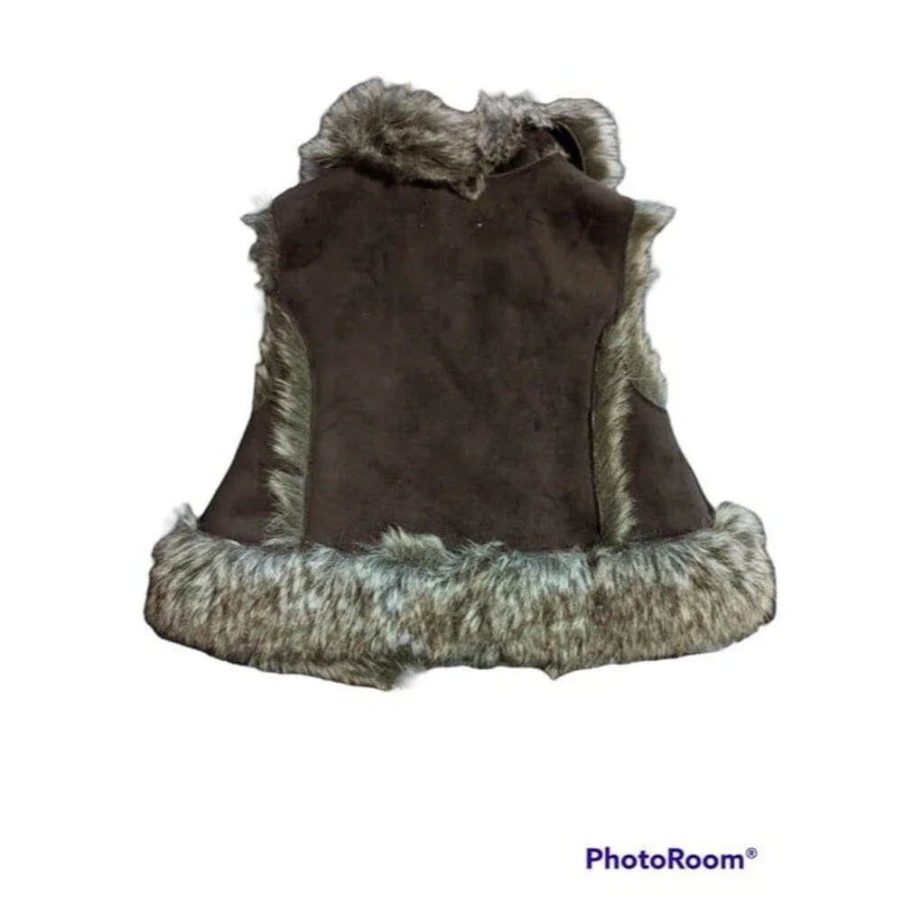 Girl's First Impressions Play Faux Fur & Faux Leather Vest, 18 Months